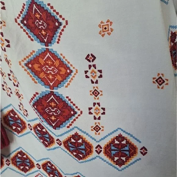 ANTHROPOLOGIE Fig and Flower Peasent Tunic Tie Top Blouse - Picture 6 of 10